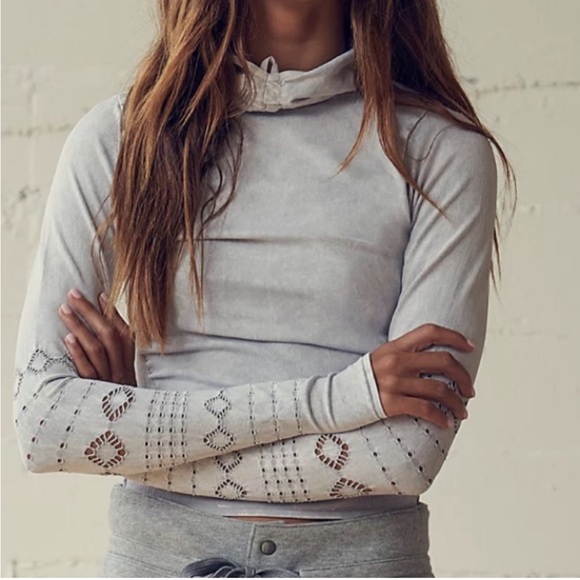 NWOT free people hooded good karma running top - Picture 2 of 7